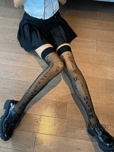 Letter Jacquard Mesh Knee High Socks - HouseofHalley